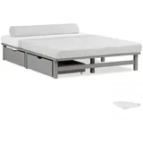 Homestyle4u Holzbett 140 x 200 cm Grau