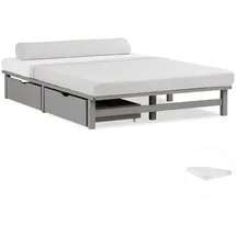 Homestyle4u Holzbett 140 x 200 cm Grau