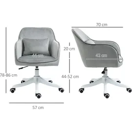 Homcom Massage Bürostuhl Schreibtischstuhl Computerstuhl Drehstuhl Arbeitsstuhl mit Vibrationsfunktion Armlehnen höhenverstellbar Samt 57 x 70 x 78-86 cm
