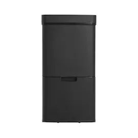 Wellhome WELL HOME Mülleimer 62 L (37 L + 25 L) Mülleimer mit 2 Fächern, automatische Öffnung mit Sensor, Edelstahl, Schwarz