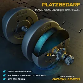 trex sport Hantelset Kurzhanteln 2er Set 2x20kg verstellbare Hanteln schwarz