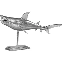 WOMO-DESIGN Hai Skulptur Aluminium Silber Maritimes Haifisch Design Deko Figur 106 cm