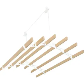 MonsterShop 0.9m Weißfarbener 6-Latten-Wäscheständer mit Deckenrollen