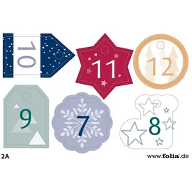 Folia Adventskalender-Set BASIC, Stoffbeutel, 49-teilig, Beutelgröße 10x13cm, mit Motivdruck