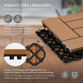 ECD Germany WPC Terrassenfliesen 30 x 30 cm hellbraun