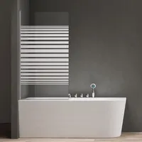 SOGOOD doporro Badewannenaufsatz Design-Duschwand für Badewanne 80x140cm chrom Duschabtrennung ESG-Sicherheitsglas in Milchglas Streifen inkl.