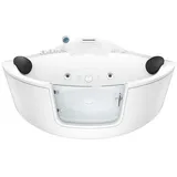 AcquaVapore Whirlpool-Badewanne Whirlpool Badewanne Wanne W60-TH-ALL 140x140cm mit Tür, (1-tlg), mit Ablaufgarnitur weiß