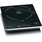 Severin Kochplatte Induktion, für Küche, Büro oder Camping, hochwertige Herdplatte mit stufenloser Temperatureinstellung, Campingkocher mit Glaskeramik-Kochfeld, schwarz, 2.000 W, KP 1071