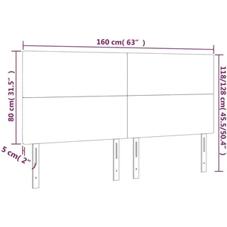 vidaXL LED Kopfteil Grau 160x5x118/128 cm Kunstleder