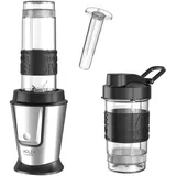 JUNG ADLER AD4081 Smoothie Maker, Mixer 500W, Standmixer elektrisch, (inkl 2x Trinkflaschen 570ml + 400ml BPA-frei, spülmaschinen- & bruchfest mit... - Silber