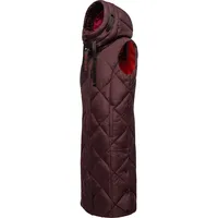 Navahoo warme Damen Winter Steppweste lang mit Kapuze Schnuckel Gr. XS (34), rot (weinrot) Westen Outdoor-Weste