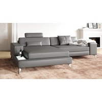 BULLHOFF Ecksofa Leder Ecksofa Eckcouch L-Form Designsofa LED Wohnlandschaft Leder Sofa Couch XXL grau schwarz »MÜNCHEN IV« von BULLHOFF, Made in Europe grau