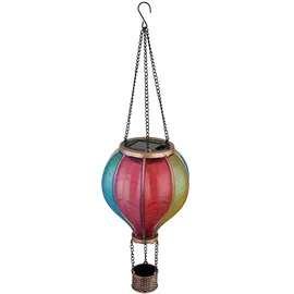 GLOBO Solarlampe Hängeleuchte Außenlampe Heißluftballon bunt Feuereffekt Gartendeko Balkonlampe, 20x 0,5W 1600K warmweiß, DxH 14 x 46,5 cm