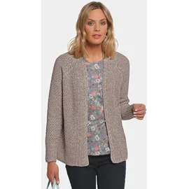 GOLDNER Elegante Grobstrickjacke taupe/melange 54
