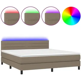 vidaXL Boxspringbett mit Matratze & LED Taupe 180x200 cm Stoff