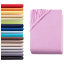 Hometex Premium Textiles Kinder Jersey Spannbettlaken Spannbetttuch 60 x 120 cm - 70 x 140 cm, Baby Bett Bettlaken aus Jersey 100% Baumwolle, Oeko-TEX Made IN Green, Pink