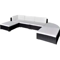 Ankonbej 6-tlg. Garten-Lounge-Set mit Auflagen Poly Rattan Schwarz - Schwarz