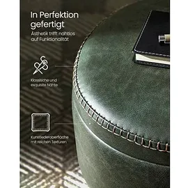 VASAGLE Hocker mit Stauraum LOM005C01 dunkelgrün Kunstleder