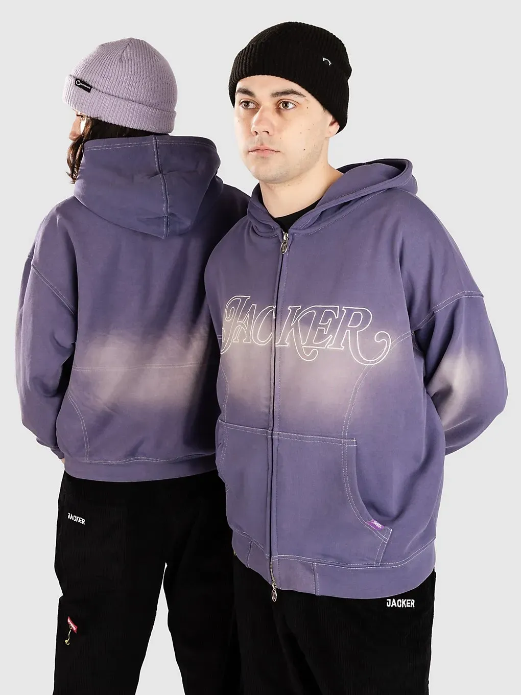 Jacker Rough Garment Dyed Premium Sweatjacke purple Gr. XL