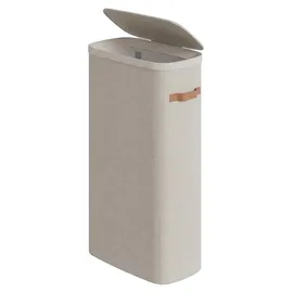 Songmics Wäschekorb, 65 L Wäschesammler, Wäschetonne mit Deckel und Griffen, 39 x 22 x 75 cm, beige