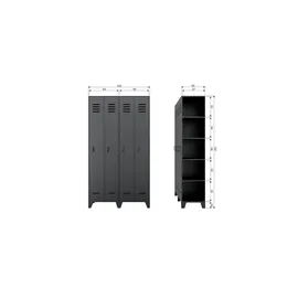 Woood Stijn Garderobenschrank 187 x 103 x 40 schwarz