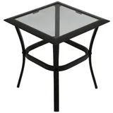 DEGAMO Beistelltisch Zagreb 46x46x48cm, Stahl schwarz, Glas grau getönt,