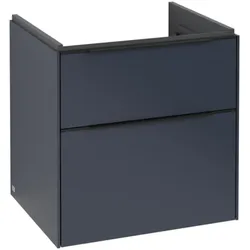 Villeroy & Boch Subway 3.0 Waschbeckenunterschrank, LED-Beleuchtung, 2 Auszüge, 572x576x478mm, C578L1VQ, Farbe: Front/Korpus: Marine Blue, Griff: Volcano Black