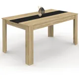 Rechteckiger Esstisch Georgia 8 Personen Buchenholznachbildung Und Schwarz 160 X 90 Cm