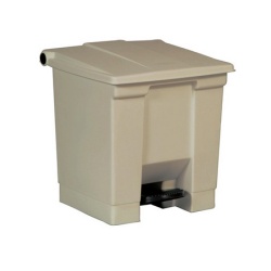 Rubbermaid Step-On Treteimer 30 l, Tretabfalleimer aus Polyethylen, beige