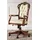 Casa Padrino Luxus Barock Bürostuhl Leder Beige/Braun/Gold