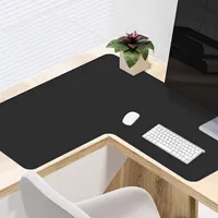 YUR Personalisierbare Schreibtischunterlage L-förmig, PU-Leder, 60 x 120 cm, Schwarz