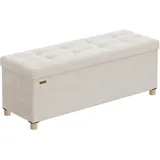 Songmics Sitzbank mit Stauraum Samt 38 x 110 x 40 cm Cappuccinobeige