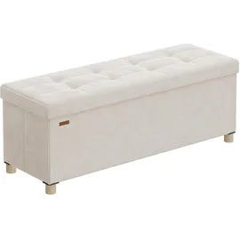 Songmics Sitzbank mit Stauraum Samt 38 x 110 x 40 cm Cappuccinobeige