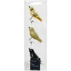 3 Glasvögel auf Clip Christbaumschmuck & Weihnachtsbaumschmuck Vögel Weihnachtskugeln Weihnachtsbaum Mix gold schwarz