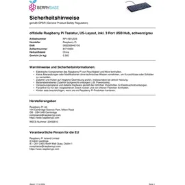 Raspberry Pi USB Tastatur US schwarz/grau