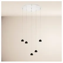 s.luce Beam LED Pendelleuchte 3- oder 5-flammig Modular Baldachin 5-flammig / Schwarz / Weiß