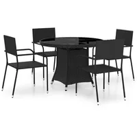 vidaXL 5-tlg Garten-Essgruppe Poly Rattan Schwarz Modell 9