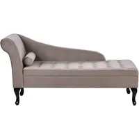 Beliani Chaiselongue Samtstoff taupe mit Bettkasten linksseitig PESSAC