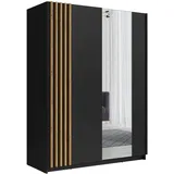 AX Living Kleiderschrank, Schwarz, Holzwerkstoff, Teilmassiv,Kiefer, Uni, Rechteckig, 200x198.5x63.5 cm, FSC Mix, TÜV Rheinland, TÜV Süd, CE, Made in Europe, Dgm, DGM-Emissionslabel, Goldenes M, Oeko-Tex® Standard 100, EU Ecolabel, Reach, Ral-Gz 479, Schlafzimmer, Kleiderschränke, Schwebetürenschränke