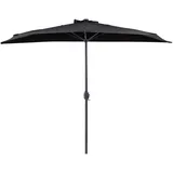 Beliani Sonnenschirm Schwarz Stoff 270 x 100 cm Halbrund mit Kurbel Stahlgestell Modern Marktschirm Garten Balkon Terrasse Ausstattung Zubehör