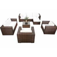 modulares 26tlg. Gartenmöbel XXL Polyrattan Lounge Sofa Eck Set - braun-mix