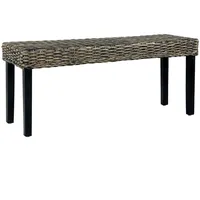 VidaXL Sitzbank 110 cm Schwarz Natur Kubu-Rattan und Massivholz