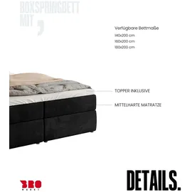 bromarkt Denver 180 x 200 cm H3 Schwarz