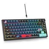 SOLIDEE Verkabelte 75% Mechanische Gaming-Tastatur,hot-swap-fähige Mechanische Tastatur mit Gasket Struktur,RGB-Hintergrundbeleuchtung,82 Tasten Kompakt TKL Tastatur mit Drehknopf(82 Monstor)