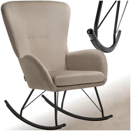 Tectake tectake® Schaukelstuhl Schwarz, Beige, Kunststoff, 70x100x93 cm, Wohnzimmer, Sessel, Schaukelstühle