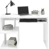 Dmora Schreibtisch Dgyombe, Linearer Schreibtisch mit Pc-halterung, Mehrzweck-Bürotisch, platzsparender Multipositions-schreibtisch, 100 % Made in Italy, cm, Weiß