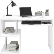 Dmora Schreibtisch Dgyombe, Linearer Schreibtisch mit Pc-halterung, Mehrzweck-Bürotisch, platzsparender Multipositions-schreibtisch, 100 % Made in Italy, cm, Weiß
