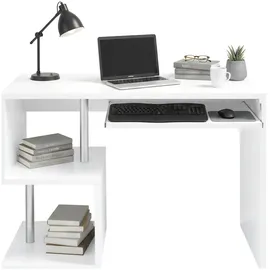 Dmora Schreibtisch Dgyombe, Linearer Schreibtisch mit Pc-halterung, Mehrzweck-Bürotisch, platzsparender Multipositions-schreibtisch, 100 % Made in Italy, cm, Weiß