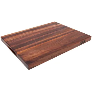 Boos Block Profi-Schneidebrett Walnuss - 51 x 38 x 4 CM – Schneidebrett Nussbaum – Antibakteriell – Schneidebrett Dick - Hackbrett - Hackblock- Lebensmittelecht – Holzbrettchen Mit Griff