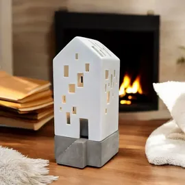 räder Windlicht Kleines Apartmenthaus Porzellan Weiß